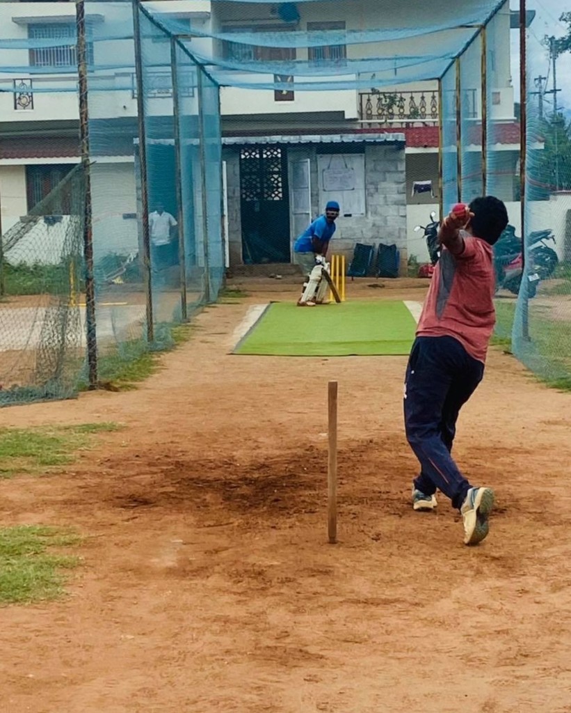 Practice match bowling action